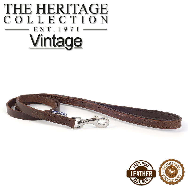 Ancol Leather Lead Chestnut 1mx12mm