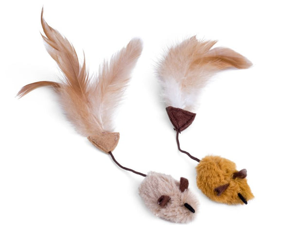 PETFACE 2 PACK FEATHER TAIL MICE CAT TOY