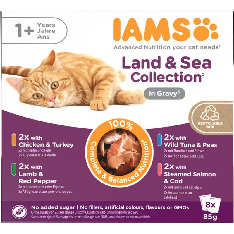 Iams Land & Sea in Gravy 8 pack Adult 85g