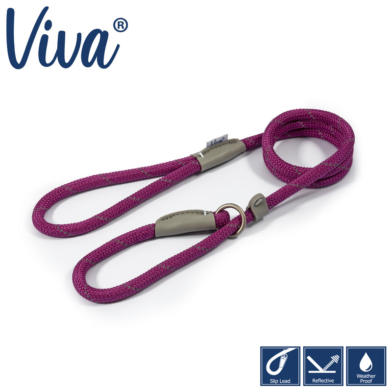 Ancol Viva Rope Slip Reflective Purp 1.2mx10mm