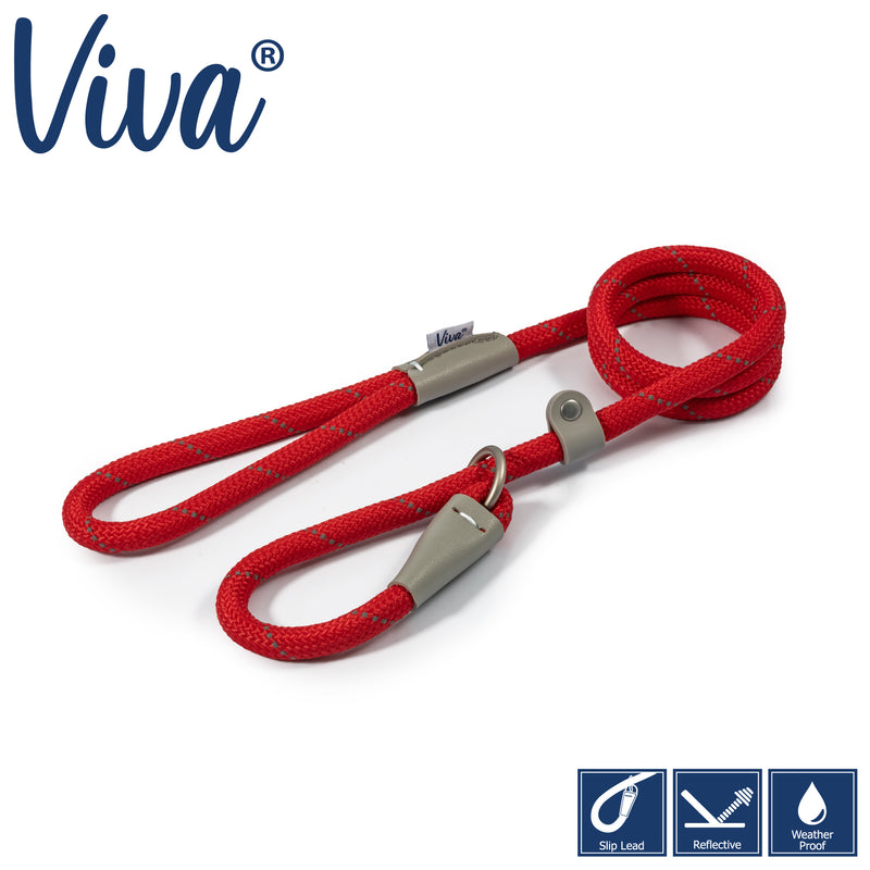 Ancol Viva Rope Slip Lead Red 1.5mx 12mm