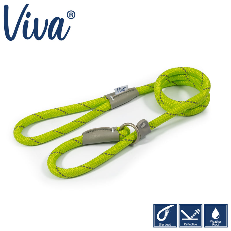 Ancol Viva Rope Slip Lead Lime 1.5mx12mm