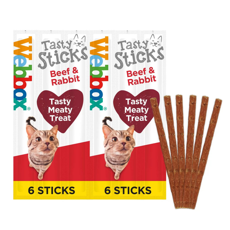 Webbox Tasty Cat Stks Beef/Rabbit 6Stk