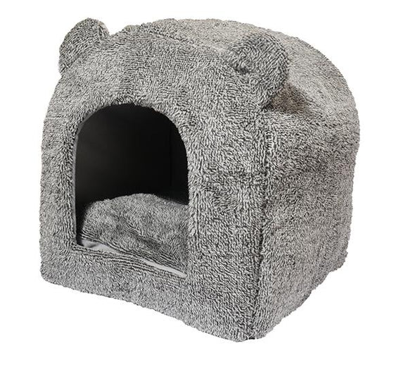 Rosewood Grey Teddy Bear Cat Bed