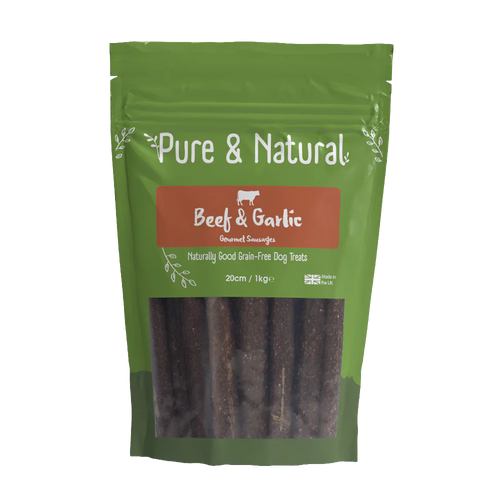 Pure & Natural Beef and Garlic Gourmet Sausages 20cm 1kg