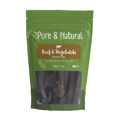 Pure & Natural Beef and Veg Gourmet Sausages 20cm 1kg