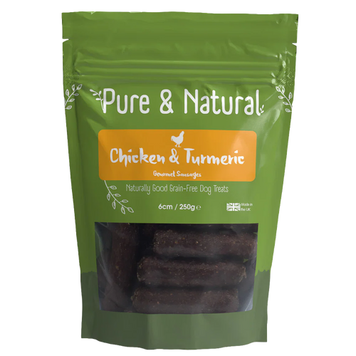 Pure & Natural Chicken & Turmeric Sausages 6cm 250g