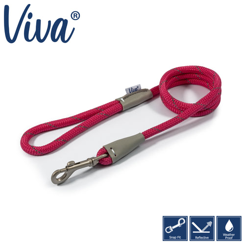 Ancol Viva Rope Lead Reflective Pink 1.07m10mm