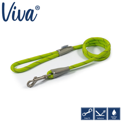 Ancol Viva Rope Lead Reflective Lime 1.07m10mm