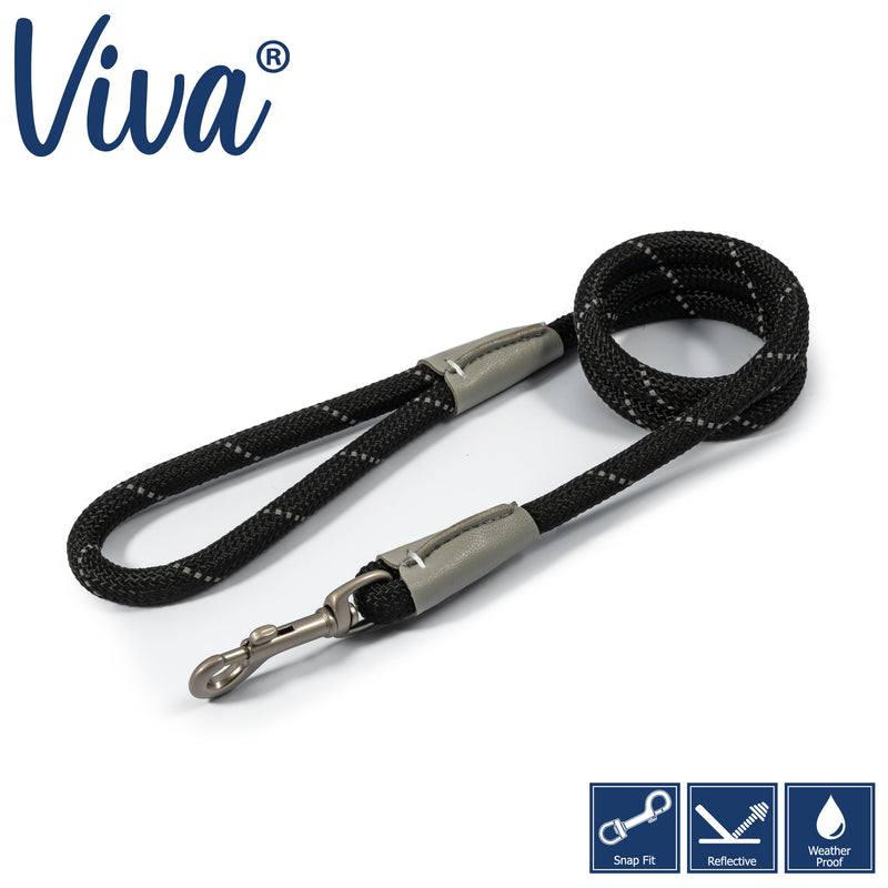 Ancol Viva Rope Clip Lead Black 50KG