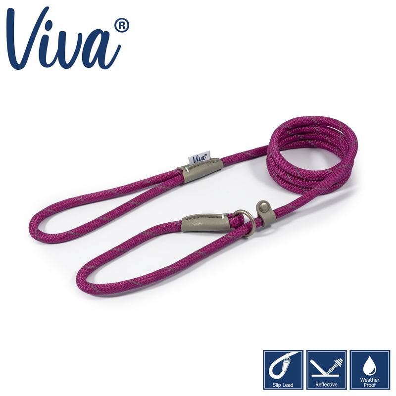 Ancol Viva Rope Slip Reflective Purp 1.5mx8mm