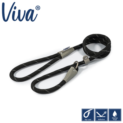Ancol Viva Rope Slip Reflective Black 1.2mx10mm