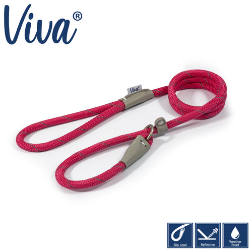 Ancol Viva Rope Slip Reflective Pink 1.2mx10mm