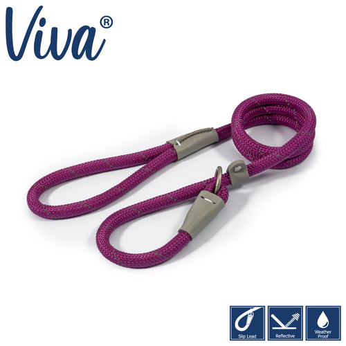 Ancol Viva Rope Slip Lead Purple 1.5mx 12mm