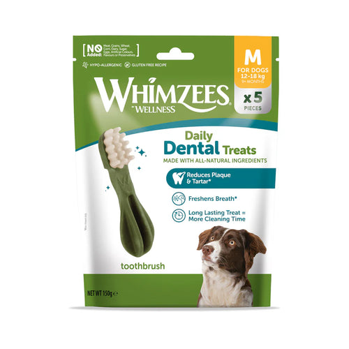 Whimzees Trial Pack Toothbrush Medium 5 Pieces