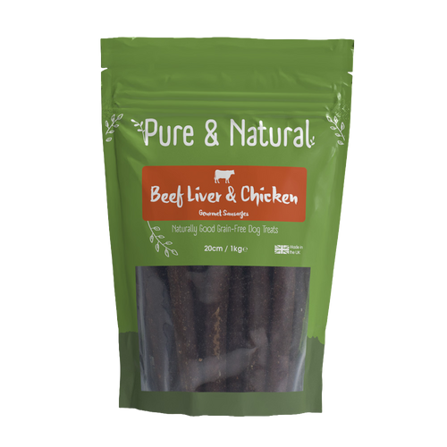 Pure & Natural Beef Liver & Chicken Sausage 20cm 1kg