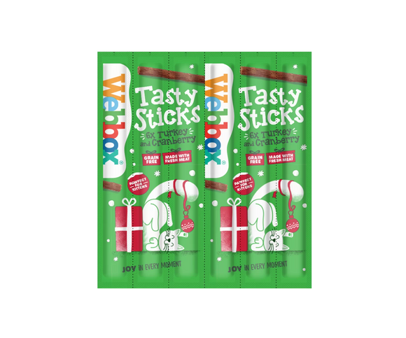 WEBBOX FESTIVE CAT STICKS TURKEY/CRANBERRY