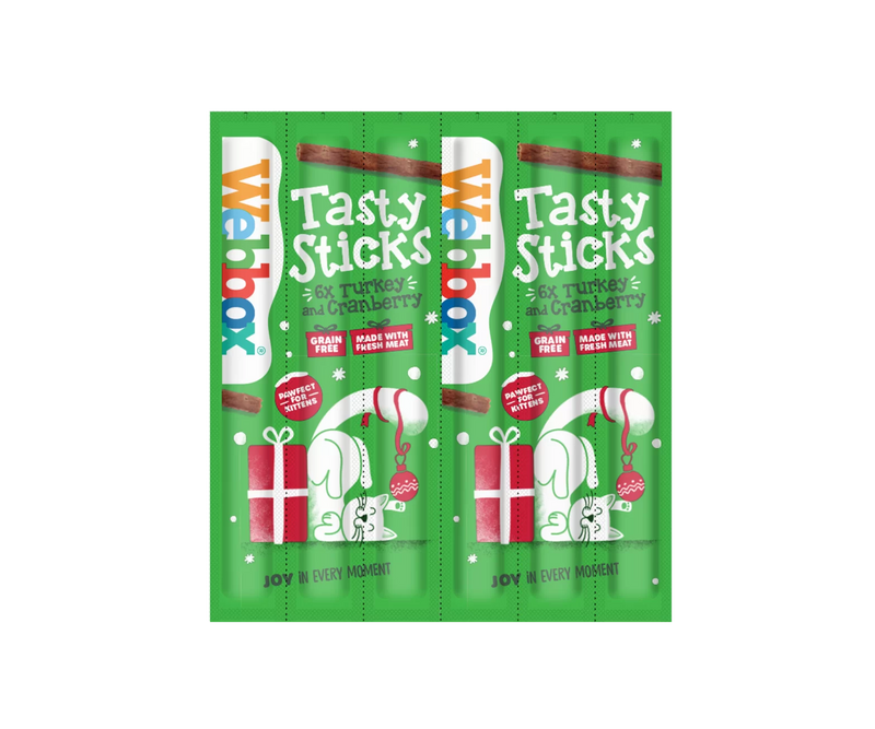 WEBBOX FESTIVE CAT STICKS TURKEY/CRANBERRY