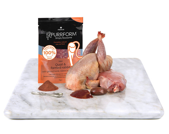 Purrform Quail & Rabbit & Ground Bone with Rabbit Liver & Kidney 6x70g