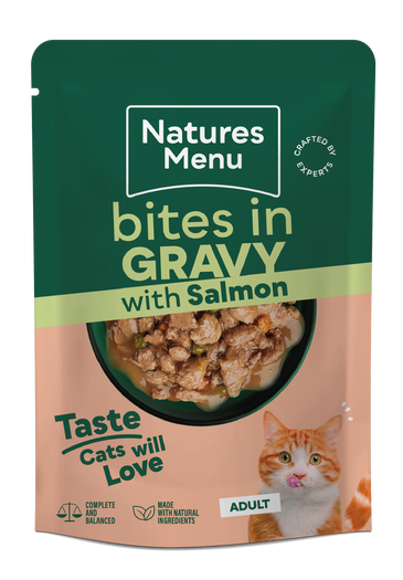 Natures Menu Cat Pouch Bites in Gravy Salmon 85g