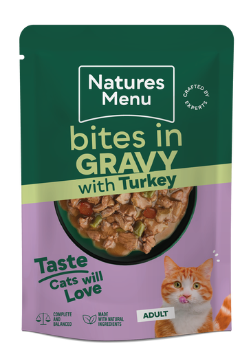 Natures Menu Cat Pouch Bites in Gravy Turkey 85g