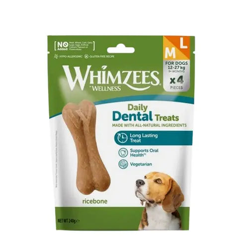 Whimzees Trial Pack Ricebone Medium/Large 4 Pieces
