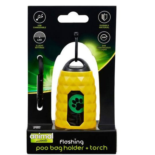 Flashing Poop Bag Holder & Torch Yellow - Clearway Pets