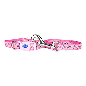 Ancol Puppy Paw Collar and Lead Set Pink - Clearway Pets