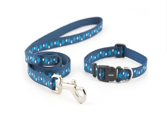 Ancol Puppy Collar and Lead Set Stars Blue - Clearway Pets